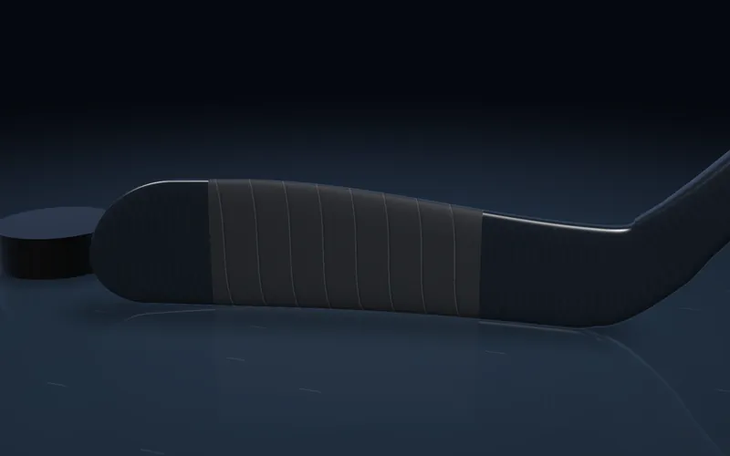 Mid-blade tape job on a forward's hockey blade, rendered in 3D.